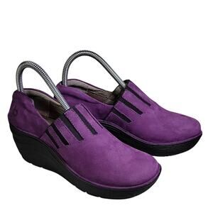 Bionica Purple Leather Wedge Clogs Womens Size 7